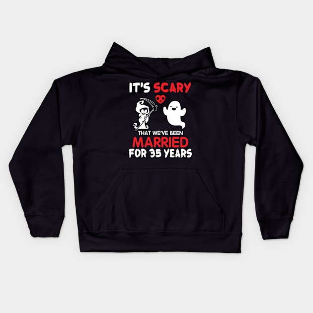 It's Scary That We've Been Married For 35 Years Ghost And Death Couple Husband Wife Since 1985 Kids Hoodie by Cowan79